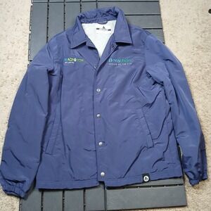 American Giant Coaches Jacket Lined Full Button Down Navy Blue Medium CEO BB73